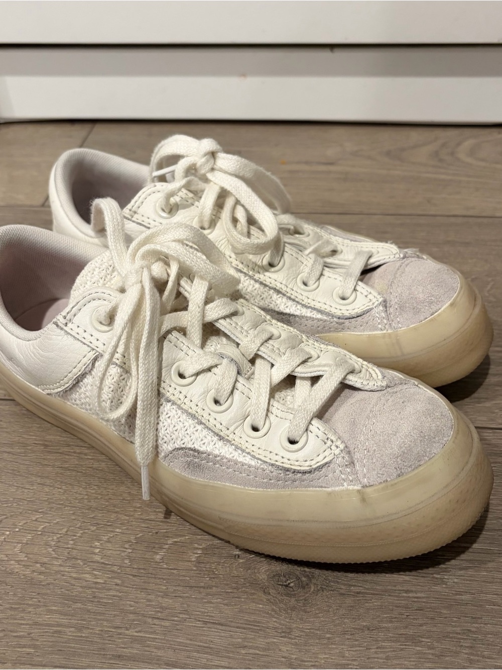 Converse White Low-Top Suede & Mesh Sneakers